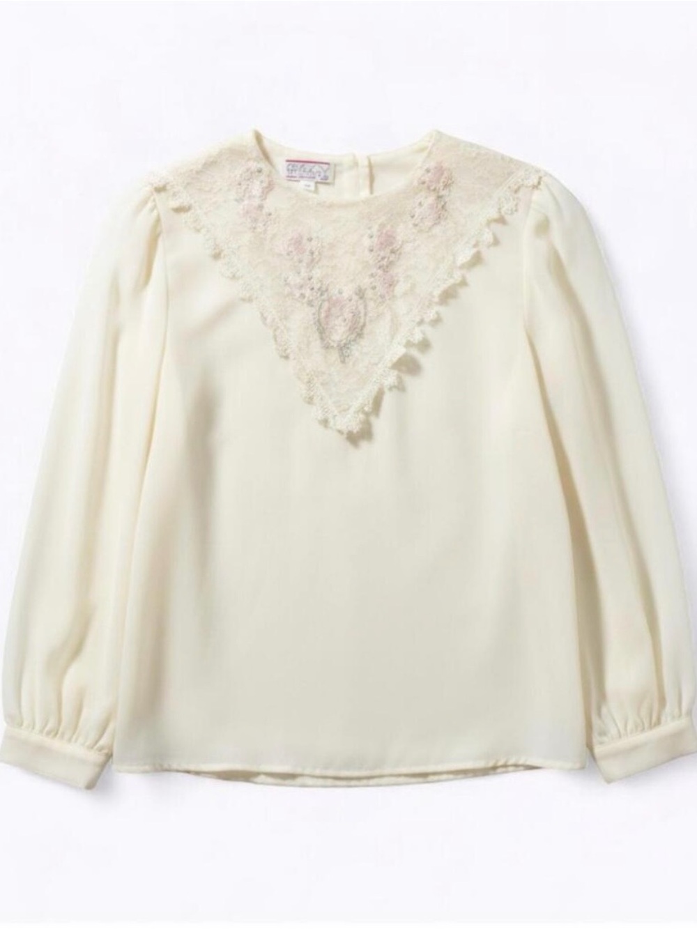 Synergy Vintage Ivory Floral Lace Blouse Womens 6 Small
